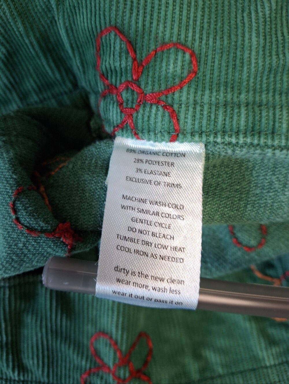 Toad&Co Organic Cotton Embroidered Green Corduroy Short Size 4 - Picture 5 of 5